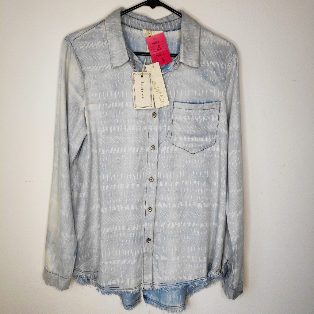 Mystree Print Button Up Long Sleeve Tie Dye Top S